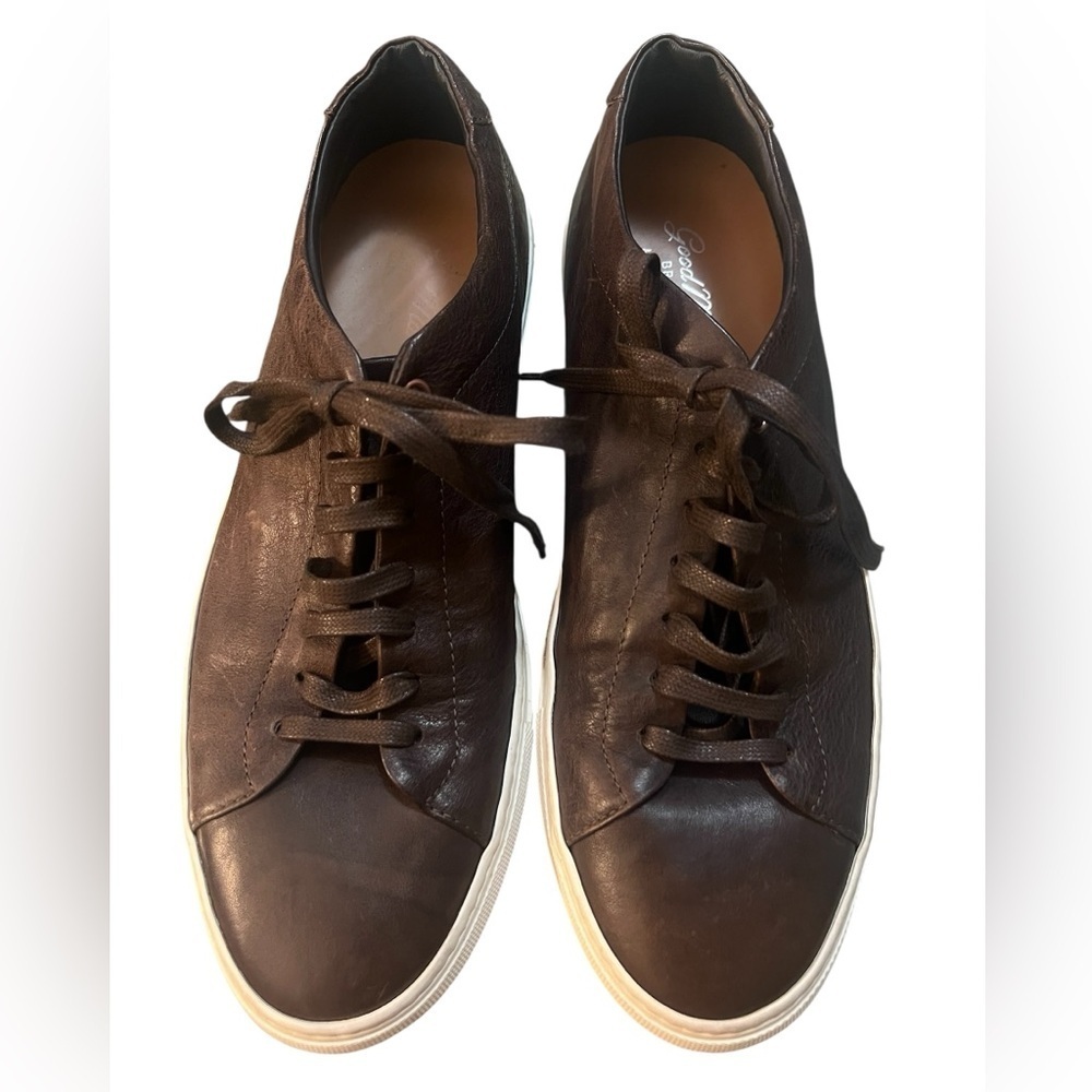 Good Man Brand edge low top lace up sneaker in brown leather Made in Italy - Picture 3 of 12